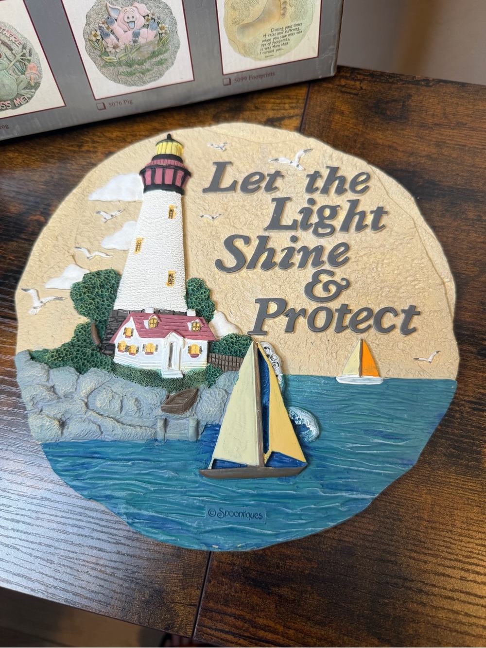 Vintage Spoontiques stepping stones decorative wall plaques coastal lighthouse